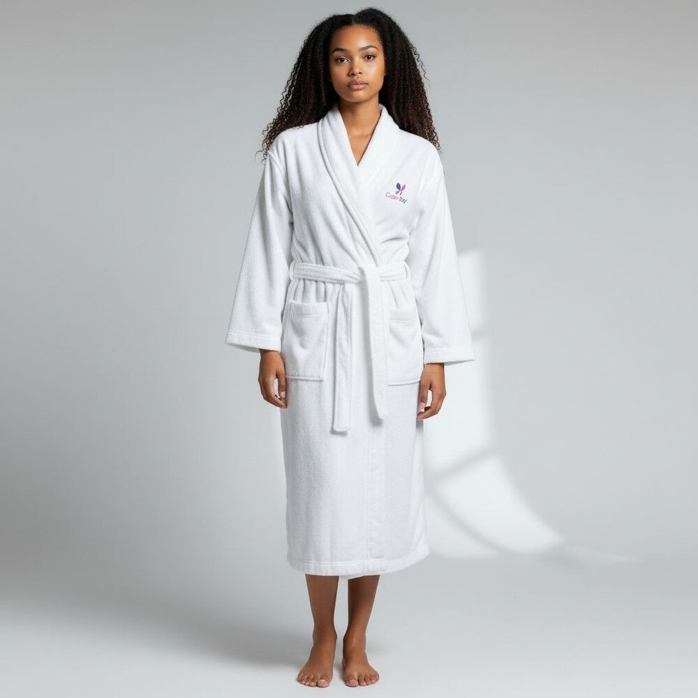 Monarch Cypress Luxe Terry Lined Microfiber Hotel Robe Luxury Spa Bathrobe VGUC